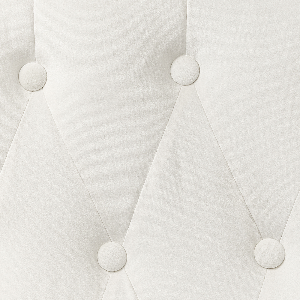 Poltrona imbottita in velluto bianco sporco gambe nere stile retrò