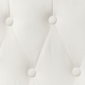 Poltrona imbottita in velluto bianco sporco gambe nere stile retrò