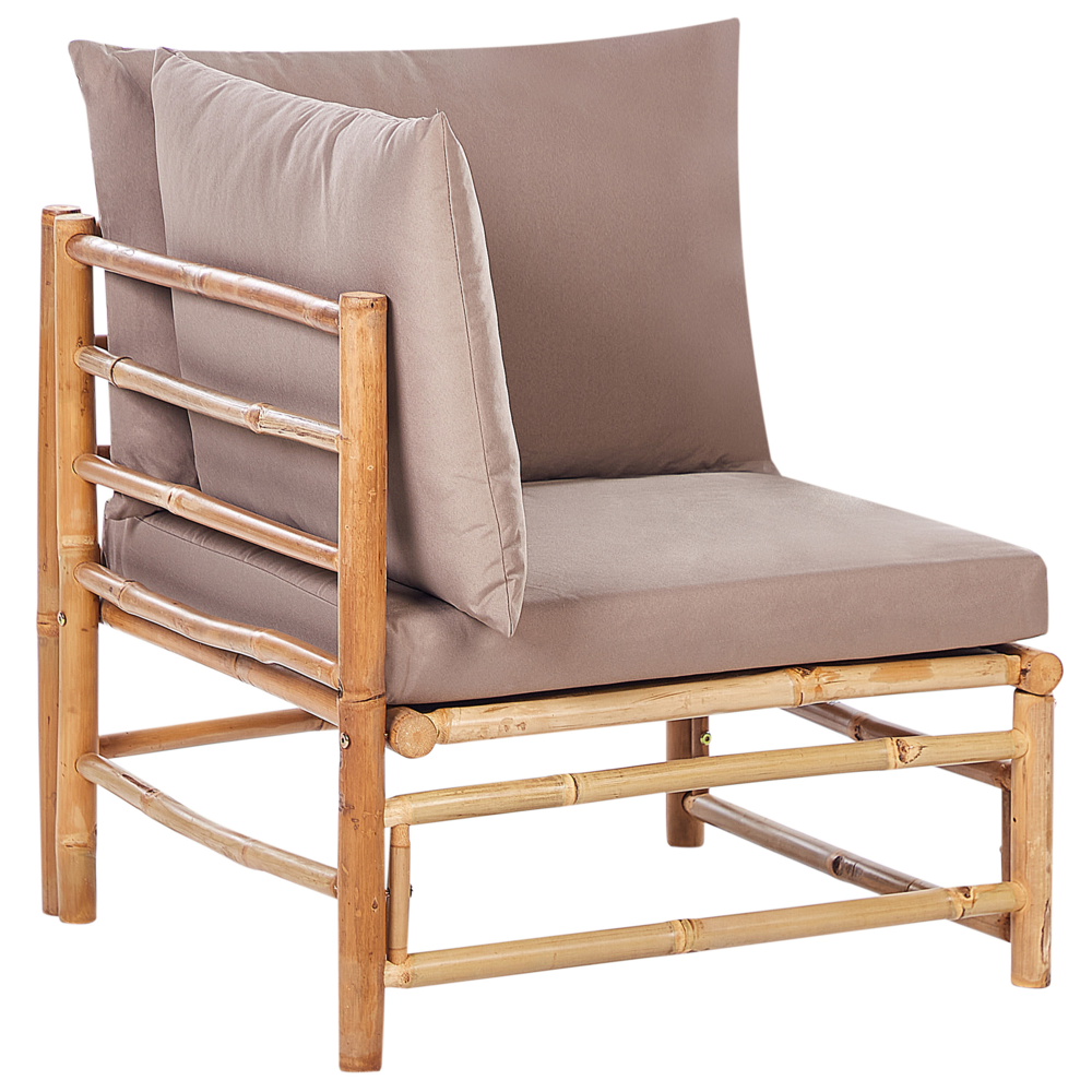 Poltrona senza braccioli in bambù a 1 posto con sezione angolare tortora interno ed esterno giardino