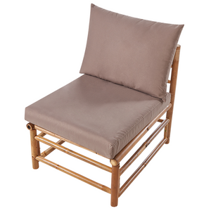 Modulo per esterni senza braccioli a 1 posto in bambù tortora con cuscino seduta da giardino