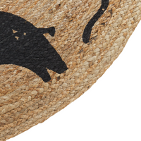 Tappeto Beige Juta ø 120 cm Rotondo Decorativo Motivo Animali Stile Boho Soggiorno Bambini Stanza dei bambini