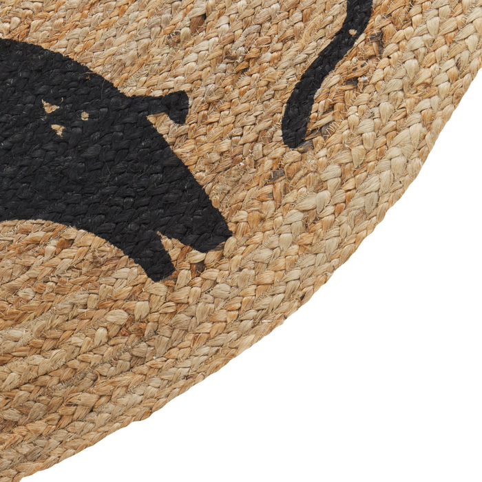 Tappeto Beige Juta ø 120 cm Rotondo Decorativo Motivo Animali Stile Boho Soggiorno Bambini Stanza dei bambini