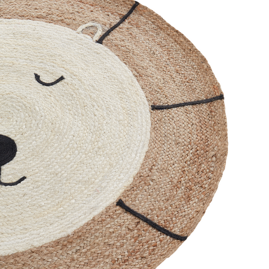 Tappeto Beige Juta ø 120 cm Rotondo Orso decorativo Stile Boho Soggiorno Bambini Camera dei bambini