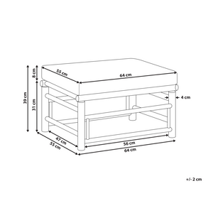 Ottomana in bambù imbottita con cuscino per esterni bianco sporco giardino esterno