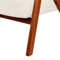 Poltrona da Soggiorno Senza Braccioli bouclè bianco sporco capitonnè Verticale Gambe In Legno