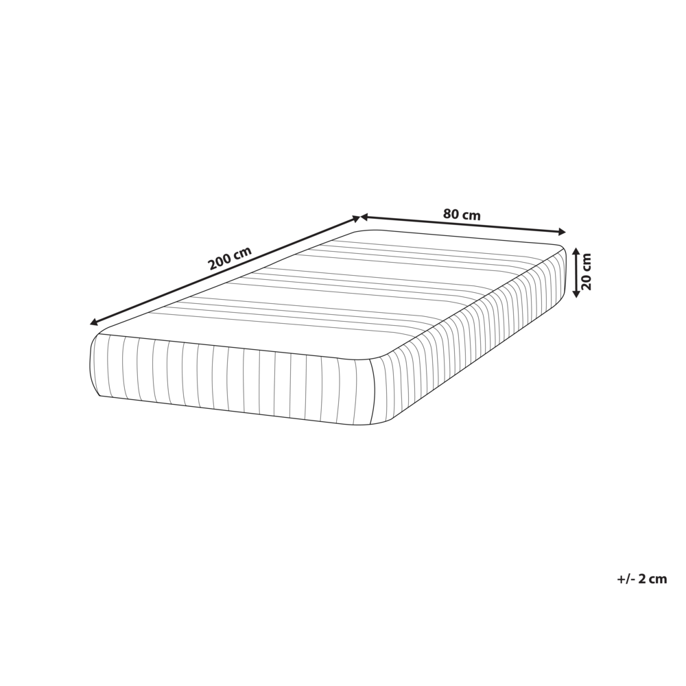 Materasso in lattice medio con rivestimento sfoderabile in poliestere con cerniera bianca 80 x 200 cm camera da letto sonno confortevole