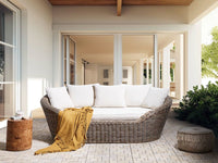 Divano da giardino in rattan naturale con cuscini esterno elegante stile boho