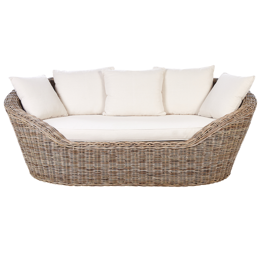 Divano da giardino in rattan naturale con cuscini esterno elegante stile boho