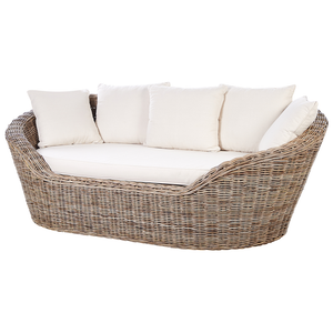 Divano da giardino in rattan naturale con cuscini esterno elegante stile boho