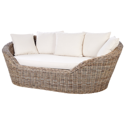 Divano da giardino in rattan naturale con cuscini esterno elegante stile boho