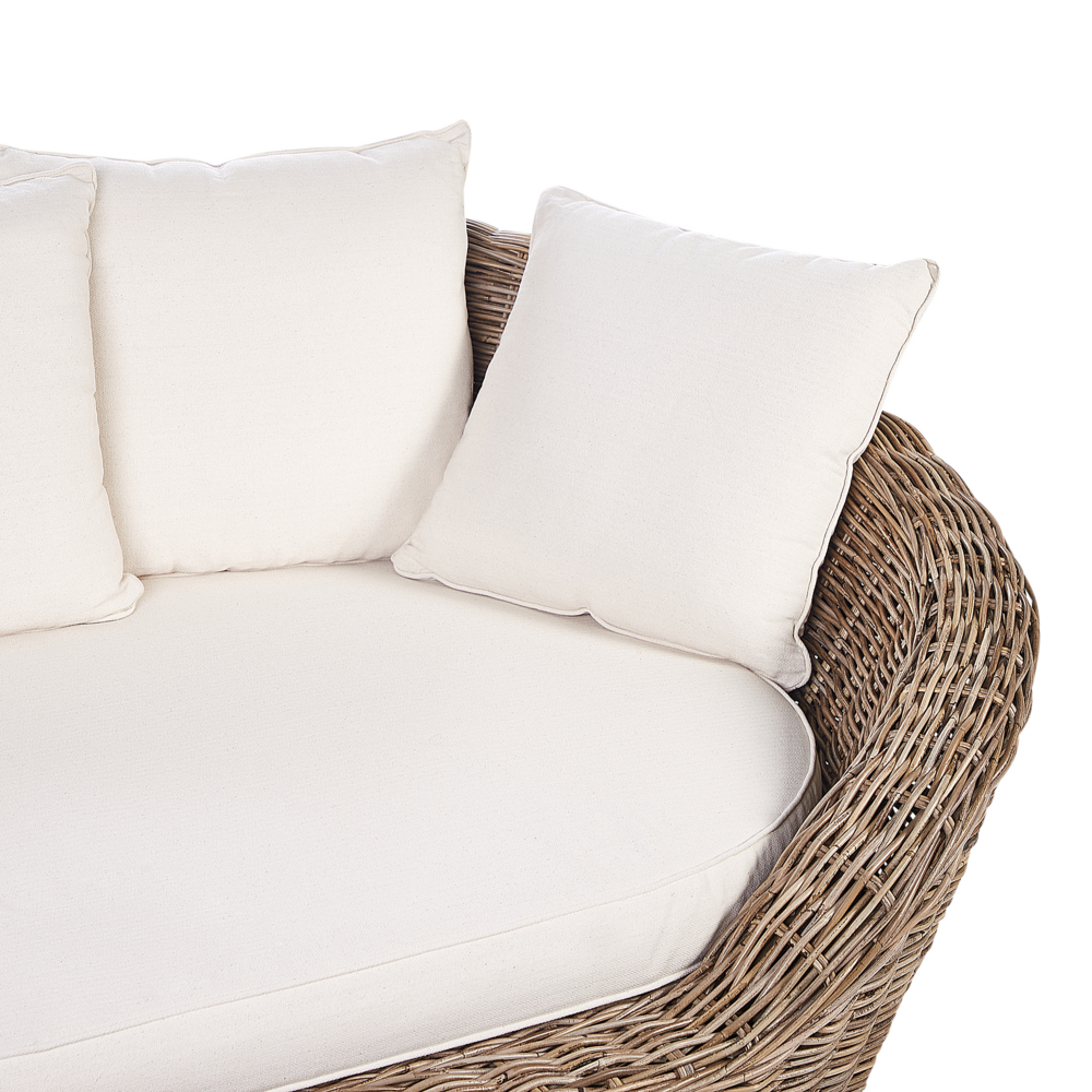 Divano da giardino in rattan naturale con cuscini esterno elegante stile boho