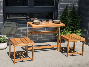 Panca da giardino multifunzionale convertibile in legno di acacia chiaro spazio esterno elegante