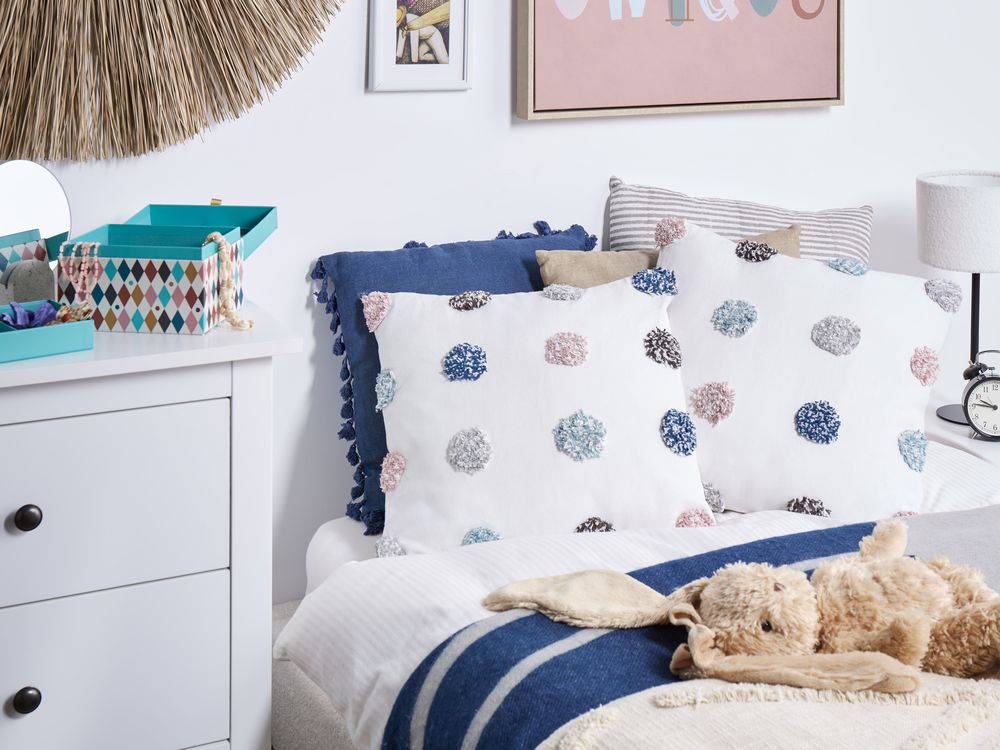 Set di 2 cuscini decorativi in cotone bianco 45 x 45 cm sfoderabili Accessori moderni per la camera da letto Soggiorno