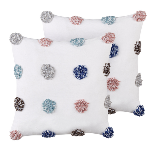 Set di 2 cuscini decorativi in cotone bianco 45 x 45 cm sfoderabili Accessori moderni per la camera da letto Soggiorno