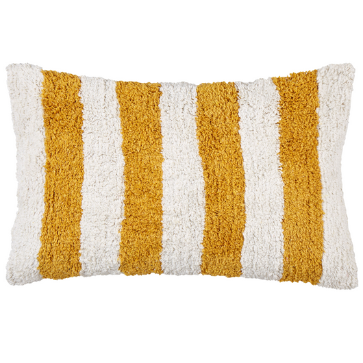 Set di 2 cuscini decorativi in cotone bianco e giallo 30 x 50 cm con motivo a righe e rivestimento rimovibile Accessori moderni per la camera da letto e il soggiorno