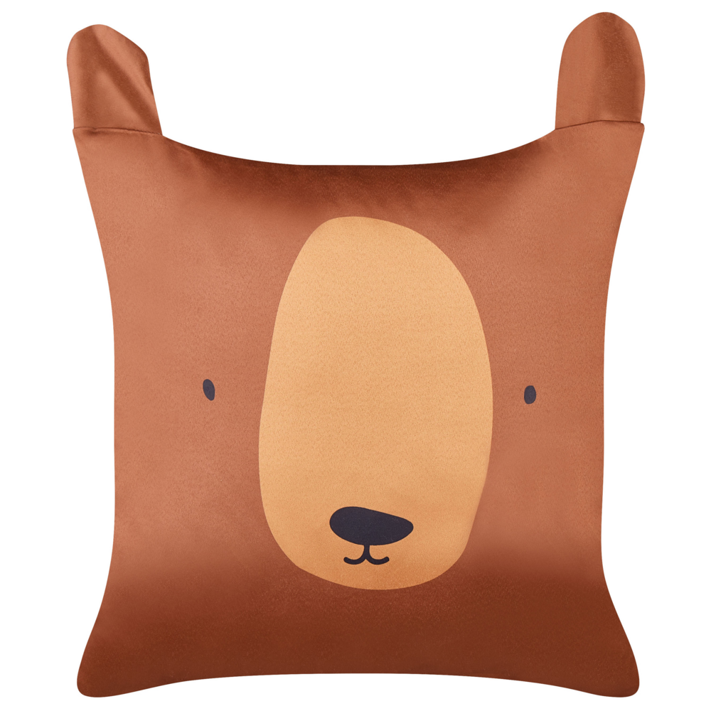 Set di 2 cuscini decorativi in cotone marrone 45 x 45 cm con motivo a orso, sfoderabili, accessori moderni per la camera da letto e il soggiorno.