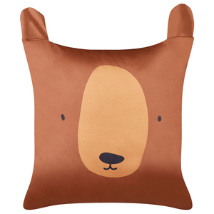 Set di 2 cuscini decorativi in cotone marrone 45 x 45 cm con motivo a orso, sfoderabili, accessori moderni per la camera da letto e il soggiorno.