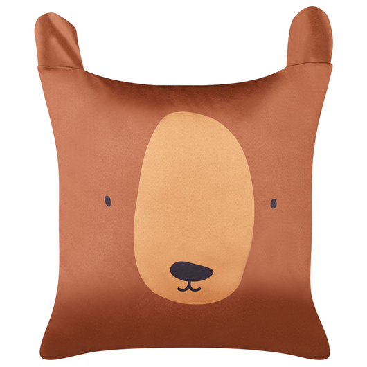 Set di 2 cuscini decorativi in cotone marrone 45 x 45 cm con motivo a orso, sfoderabili, accessori moderni per la camera da letto e il soggiorno.