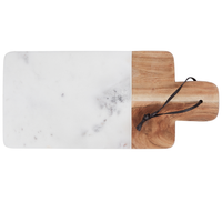 Vassoio di servizio in marmo bianco, legno d'acacia, corda in finta pelle, rotondo, fatto a mano Sala da pranzo moderna