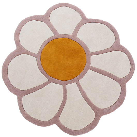 Tappeto per bambini a forma di fiore multicolore in lana 100 x 100 cm cameretta elegante