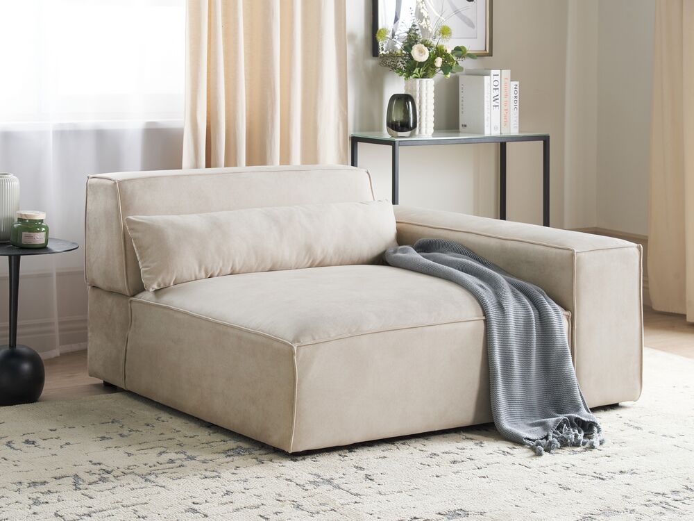 Sezione di seduta angolare sinistra Velluto beige Modulo divano a 1 posto Moderno a 1 posto