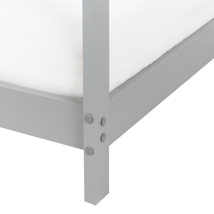 Letto per bambini con baldacchino e base in legno di pino grigio 90 x 200 cm cameretta