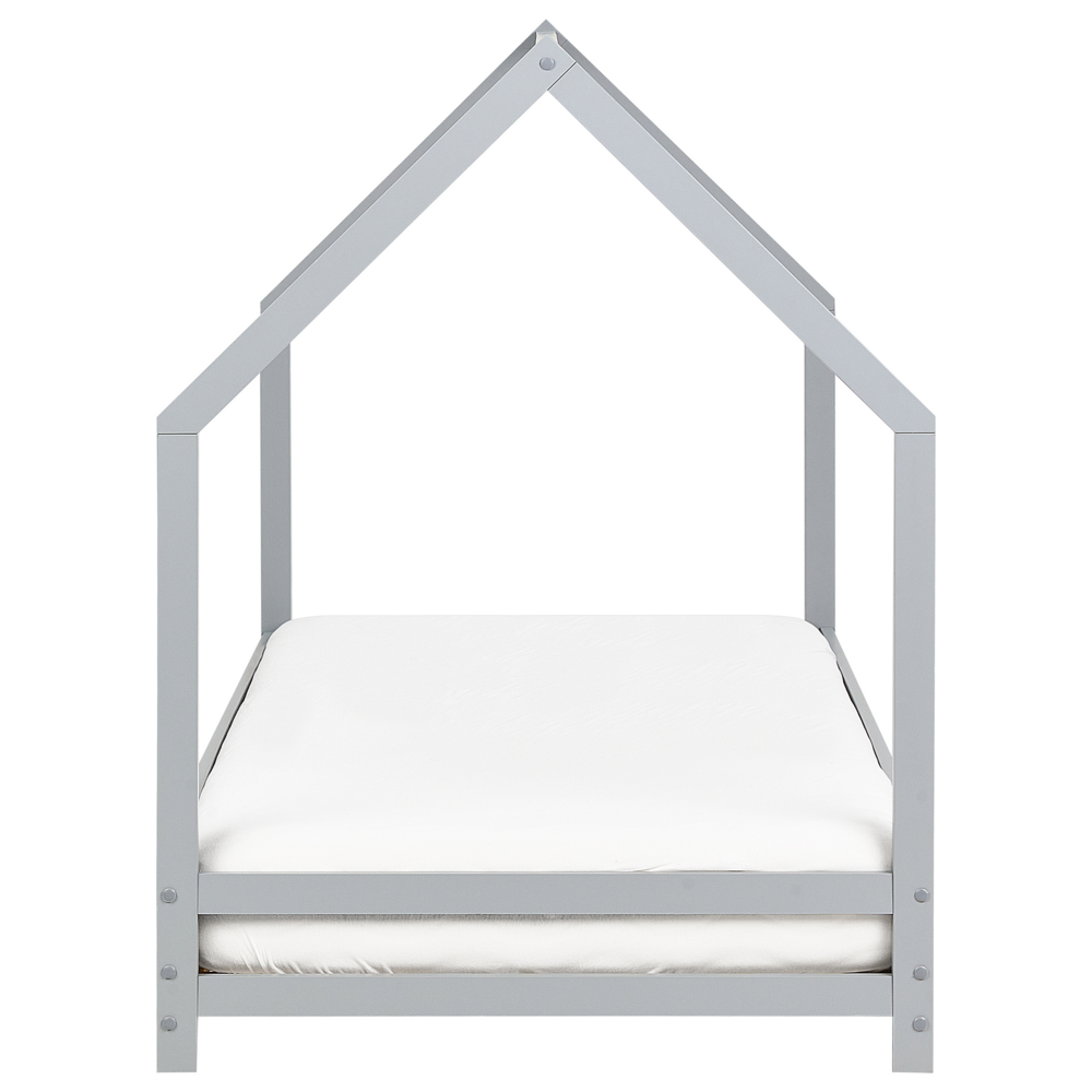 Letto per bambini con baldacchino e rete in legno di pino grigio 90 x 200 cm cemeretta