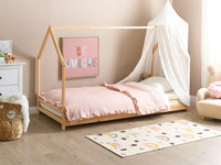 Letto per bambini con baldacchino e rete in legno di pino chiaro 90 x 200 cm cemeretta