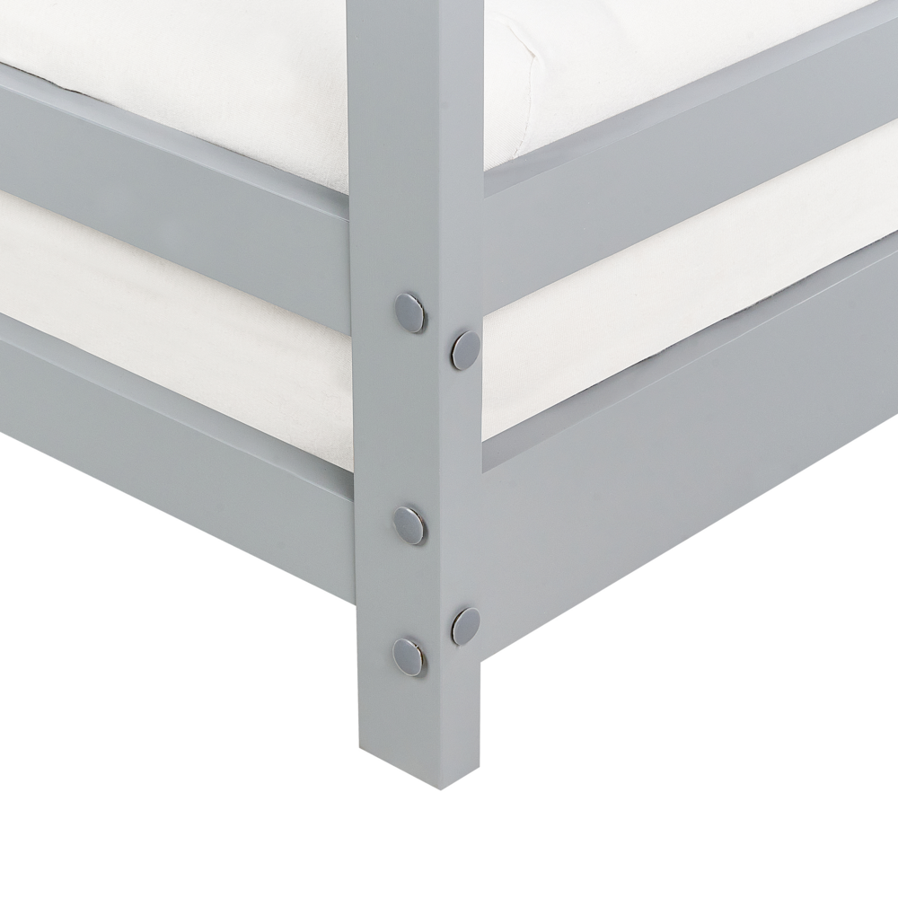 Letto per bambini con baldacchino e rete in legno di pino grigio 90 x 200 cm cemeretta