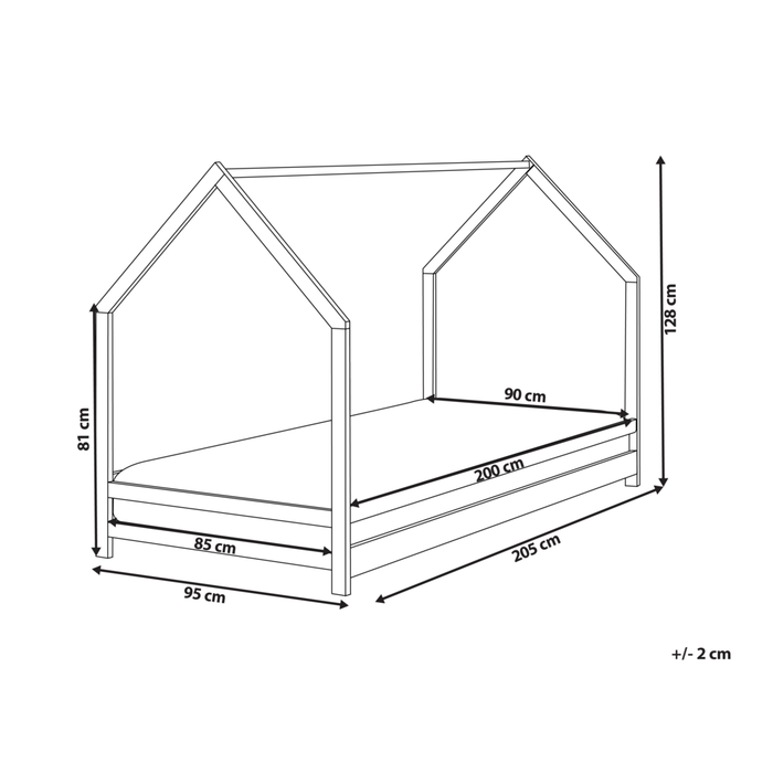 Letto per bambini con baldacchino e rete in legno di pino grigio 90 x 200 cm cemeretta