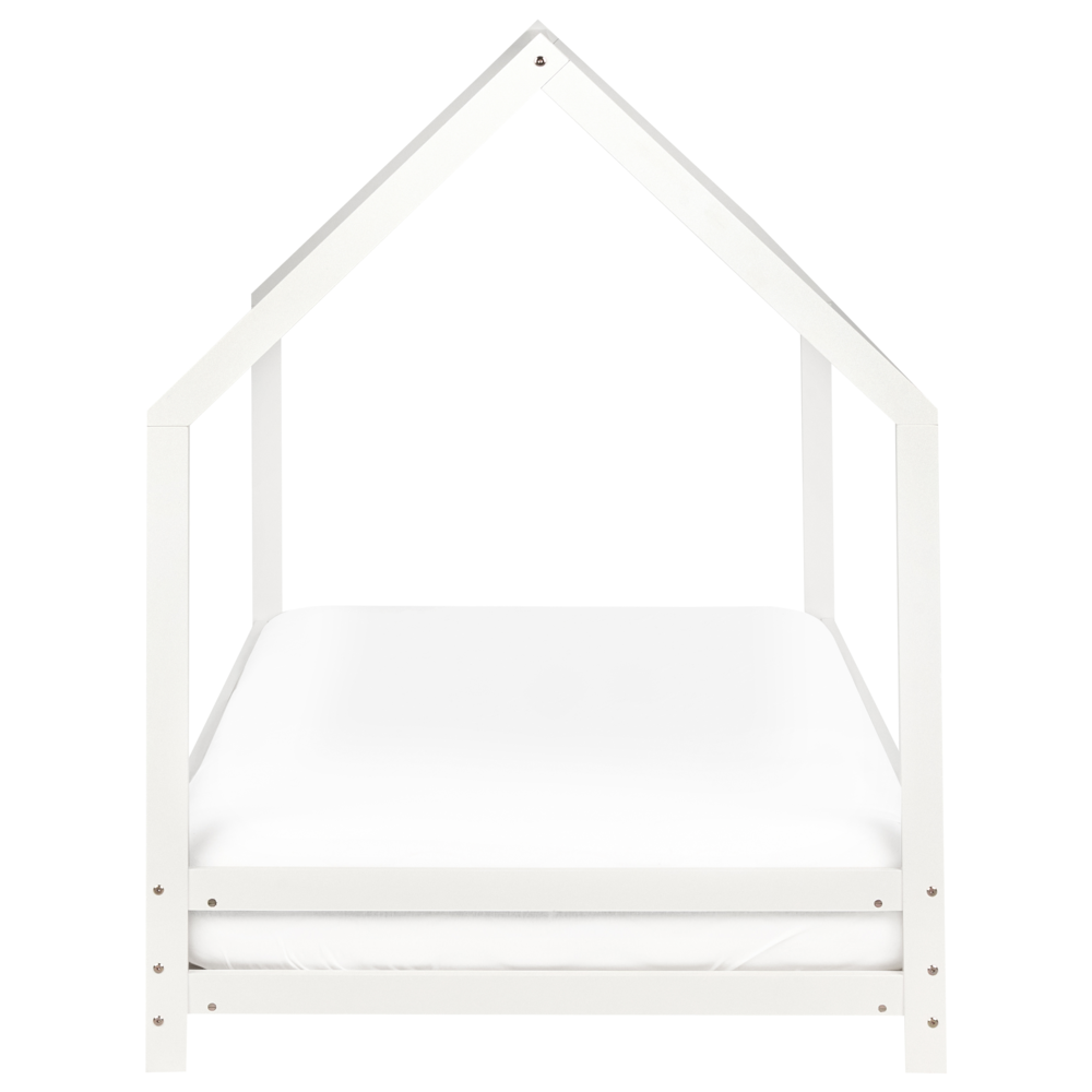 Letto per bambini con baldacchino e rete in legno di pino bianco 90 x 200 cm cemeretta