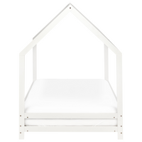 Letto per bambini con baldacchino e rete in legno di pino bianco 90 x 200 cm cemeretta