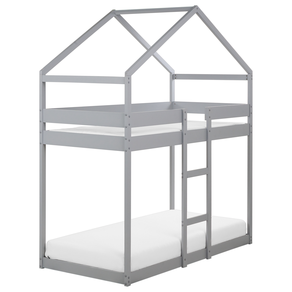 Letto a castello in legno di pino grigio 90 x 200 cm letto cameretta a forma di casa