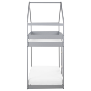 Letto a castello in legno di pino grigio 90 x 200 cm letto cameretta a forma di casa