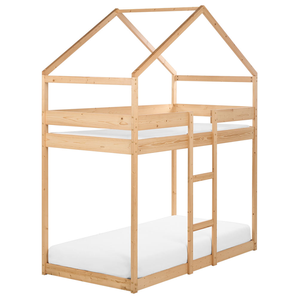 Letto a castello in legno chiaro 90 x 200 cm letto cameretta a forma di casa