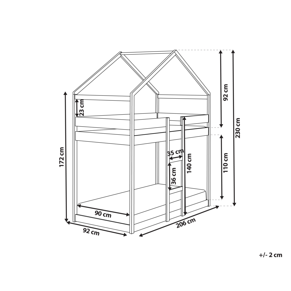 Letto a castello in legno chiaro 90 x 200 cm letto cameretta a forma di casa