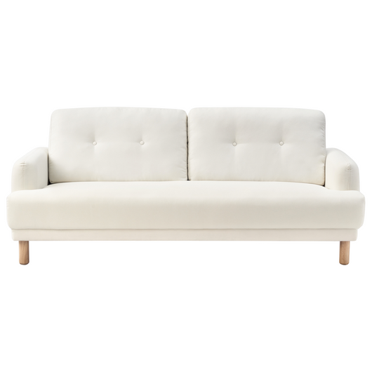 Divano a 3 posti gambe in legno poliestere rivestito in tessuto bianco sporco soggiorno classico e contemporaneo