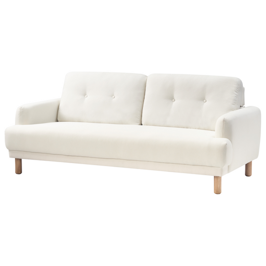 Divano a 3 posti gambe in legno poliestere rivestito in tessuto bianco sporco soggiorno classico e contemporaneo