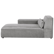 Chaise Lounge destra Tappezzeria in tessuto grigio Gambe sintetiche Mano destra Soggiorno moderno