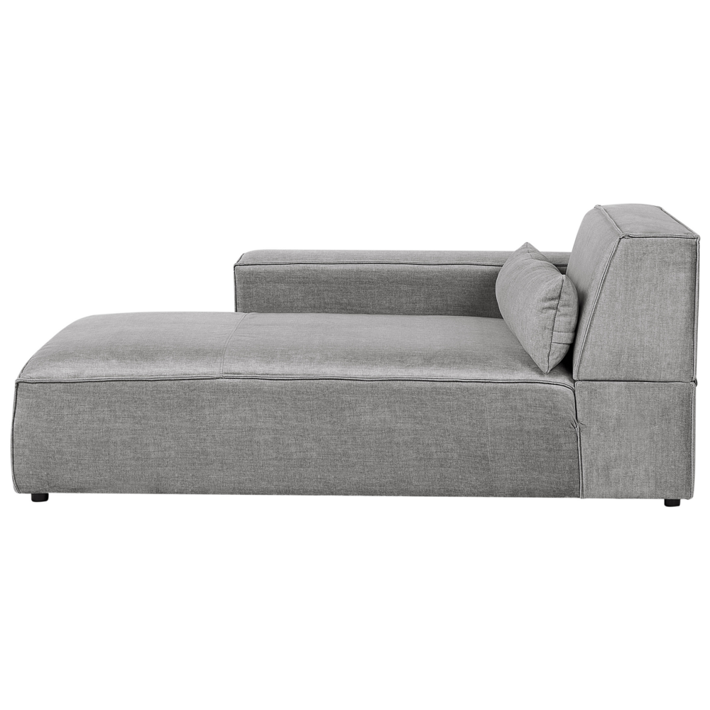 Chaise Lounge destra Tappezzeria in tessuto grigio Gambe sintetiche Mano destra Soggiorno moderno