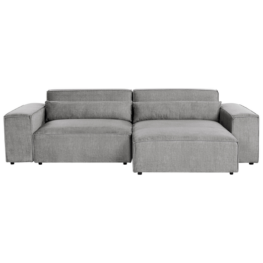Divano angolare modulare a 2 posti a sinistra Divano componibile in tessuto grigio con gambe nere Soggiorno moderno