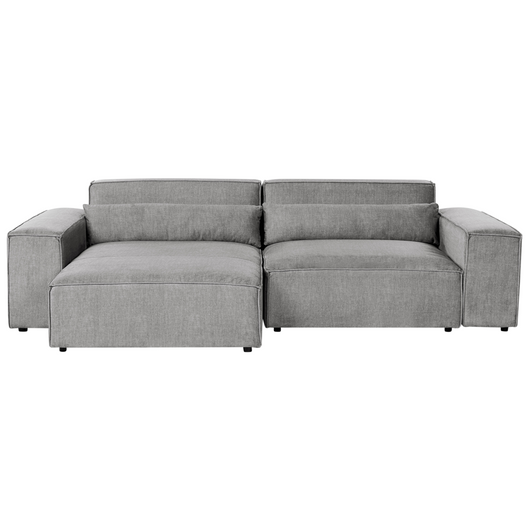 Divano angolare modulare a 2 posti a destra Divano componibile in tessuto grigio con gambe nere Soggiorno moderno