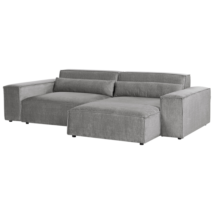 Divano angolare modulare a 2 posti a sinistra Divano componibile in tessuto grigio con gambe nere Soggiorno moderno