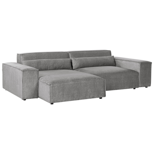 Divano angolare modulare a 2 posti a destra Divano componibile in tessuto grigio con gambe nere Soggiorno moderno