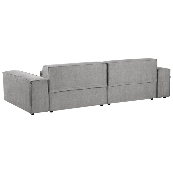 Divano angolare modulare a 2 posti a sinistra Divano componibile in tessuto grigio con gambe nere Soggiorno moderno