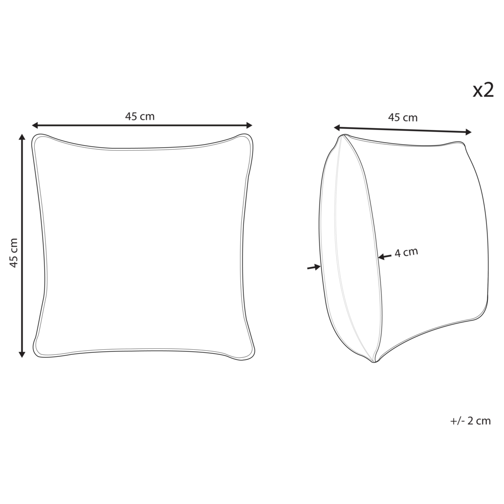 Set di 2 cuscini decorativi in cotone rosso e bianco 45 x 45 cm quadrati Cuscino moderno Boho Decor Accessori
