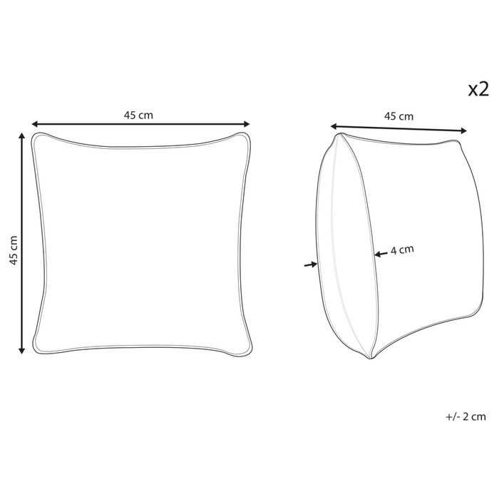 Set di 2 cuscini decorativi in cotone rosso e bianco 45 x 45 cm quadrati Cuscino moderno Boho Decor Accessori