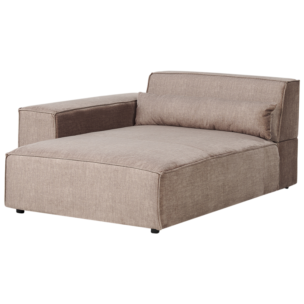 Chaise Lounge destra Tappezzeria in tessuto marrone Gambe sintetiche Mano destra Soggiorno moderno