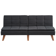 Divano letto nero a 3 posti con rivestimento trapuntato Click Clack Schienale diviso Gambe in metallo