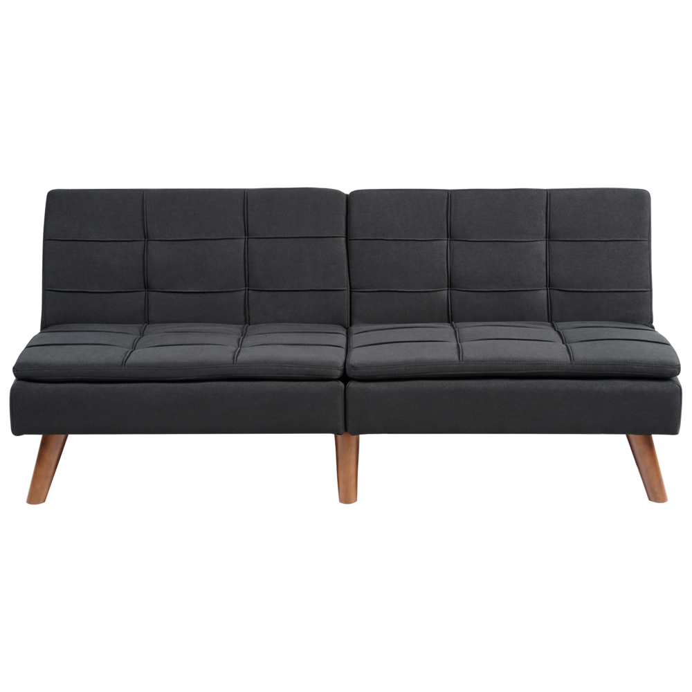 Divano letto nero a 3 posti con rivestimento trapuntato Click Clack Schienale diviso Gambe in metallo